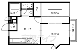 ラフォーレ・ダイゴB 2DKの間取図画像