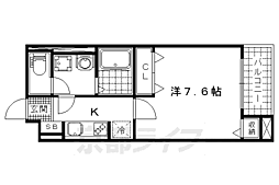 パレス山科西野 1Kの間取図画像