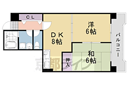 スペイシャス桂 2DKの間取図画像
