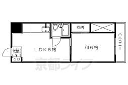 グランディール嵯峨 1LDKの間取図画像