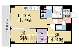 ジオエント四条大宮 2LDKの間取図画像