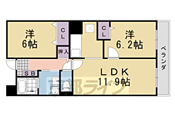 ヴィラアルシオーネ 2LDKの間取図画像