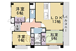 パインフィールド山科 3LDKの間取図画像