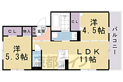 カーサルミノサドゥーエ 2LDKの間取図画像