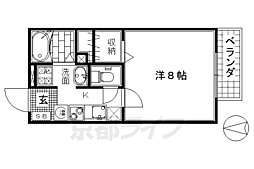 カナル桃山2 1Kの間取図画像