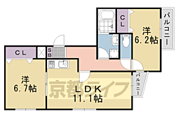 グレースコート山崎 2LDKの間取図画像