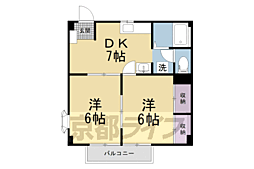 グラス・ガーデン1 2DKの間取図画像