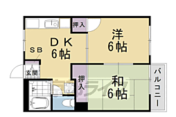 ヴァンベール桂 2DKの間取図画像