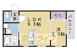 レーブ亀岡 1LDKの間取図画像