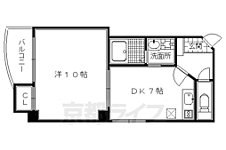 アクアコート北山 1DKの間取図画像