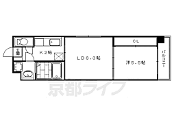 プラネシア星の子三条油小路 2Kの間取図画像