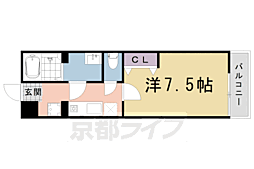 Inlegno円町 1Kの間取図画像