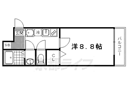 フラッティ堀川北山 1Kの間取図画像