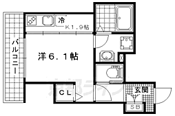 ラ・ヴィルト御所ノ内 1Kの間取図画像