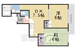 ヴィラツインクル 2DKの間取図画像