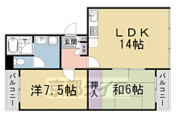 嵐山ロイアルハイツ3号棟 2LDKの間取図画像