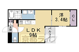 ガーデンイヲリ 1LDKの間取図画像