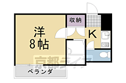クレイドル桂 1Kの間取図画像