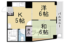 プラザ上桂 2DKの間取図画像