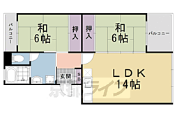 嵐山ロイアルハイツ3号棟 2LDKの間取図画像