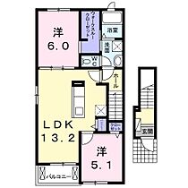 リブフラットB 201 ｜ 栃木県下野市石橋24番地2（賃貸アパート2LDK・2階・58.67㎡） その2