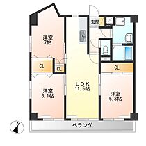 ROSE TOWER 元今泉 204 ｜ 栃木県宇都宮市元今泉２丁目11-6（賃貸マンション3LDK・2階・67.87㎡） その2