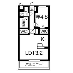 メゾンドフルール 1LDKの間取図画像