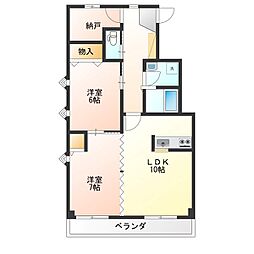 優泰佳ガーデンコートE棟 2SLDKの間取図画像