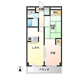 優泰佳ガーデンコートE棟 2LDKの間取図画像