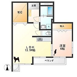 あさひレジデンス弐番館W 1LDKの間取図画像