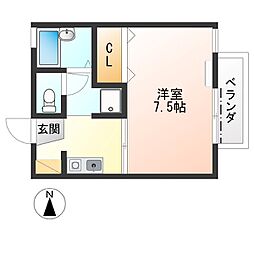 クライムハイツA 1Kの間取図画像