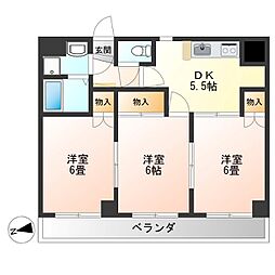 アーバンシェルビル 3DKの間取図画像