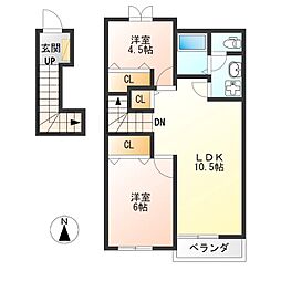 メゾンリヴェール 2LDKの間取図画像