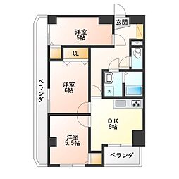 ひがしレジデンス 3DKの間取図画像