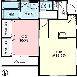 アバンティー瀬尾 1LDKの間取図画像