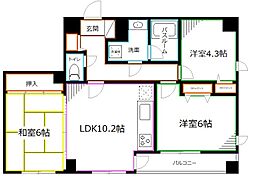 JR中央本線 阿佐ケ谷駅 徒歩2分の賃貸マンション 2階3LDKの間取り