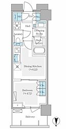 パークシティ中野ザタワーエアーズ 1DKの間取図画像