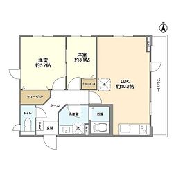 Peabody Homes Nakanosakaue 2LDKの間取図画像