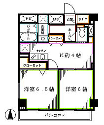 HF東中野レジデンス 2Kの間取図画像
