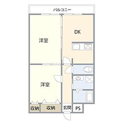 スプリングブリーズ春風 2DKの間取図画像