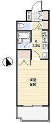 プラッツ中井 1Kの間取図画像