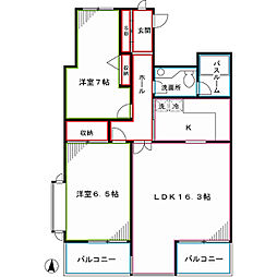インテグラーレ哲学堂 2LDKの間取図画像