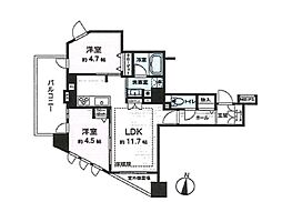 ライオンズ東中野 2LDKの間取図画像