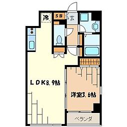 ブラントーレ哲学堂 1LDKの間取図画像