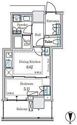 パークシティ中野ザタワーエアーズ 1DKの間取図画像