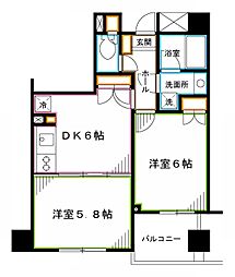 K'S新中野 2DKの間取図画像
