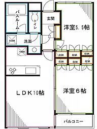 スタジオーネ・オミノ 2LDKの間取図画像