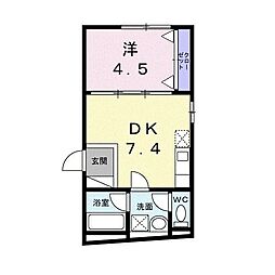 bluepalette新宿中落合 1DKの間取図画像