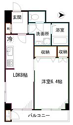 グランドハイツ中野本町 1LDKの間取図画像