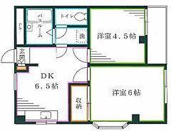 アーデル中野 2DKの間取図画像
